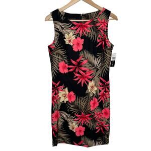 Alyx Dress Womens Sheath Dress 8 Black Tropical Floral Vacation Hawaiian Stretch